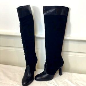 Cole haan black leather and suede boots